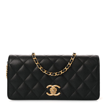 Chanel Caviar Quilted Camellia Clutch With Chain Black 1 of 13