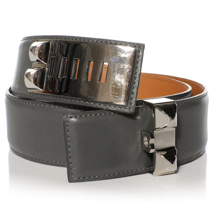Hermes Box Leather Collier De Chien Belt Ardoise 75 6 of 8