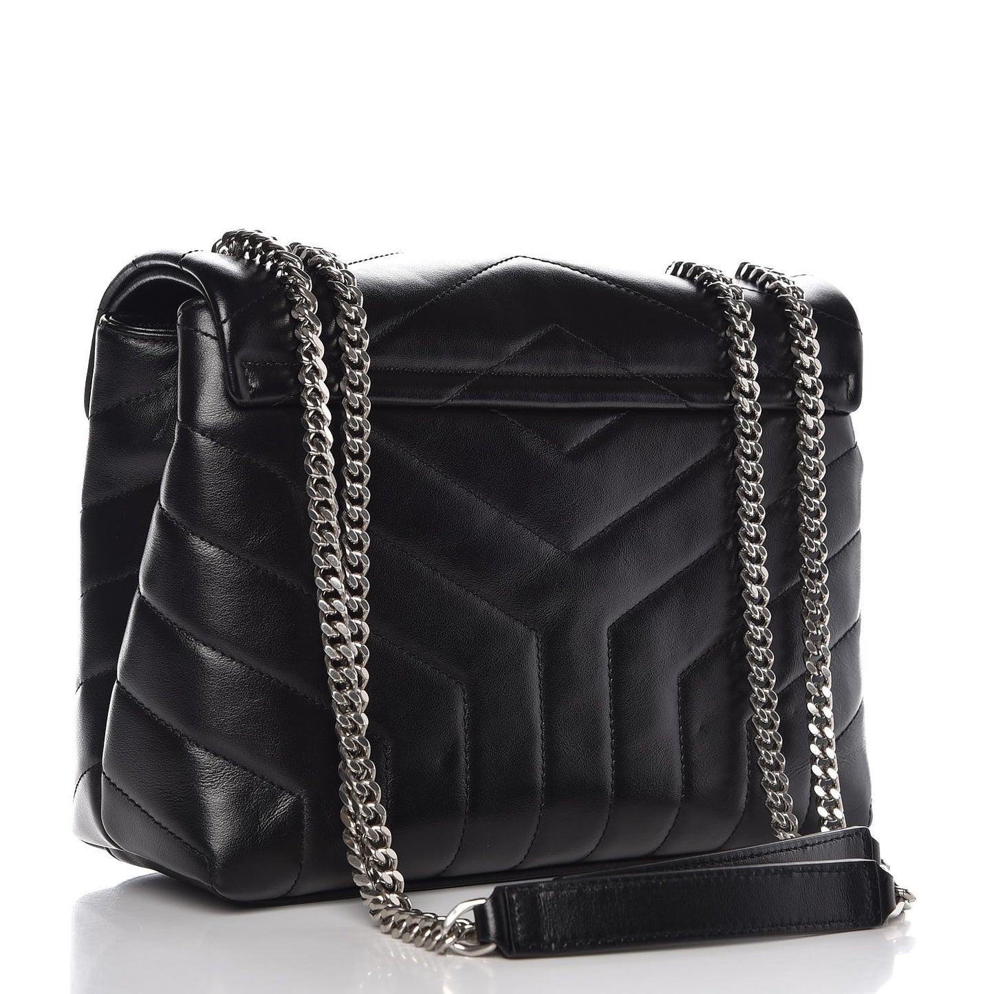 Calfskin Y Quilted Monogram Small Loulou Chain Satchel Black