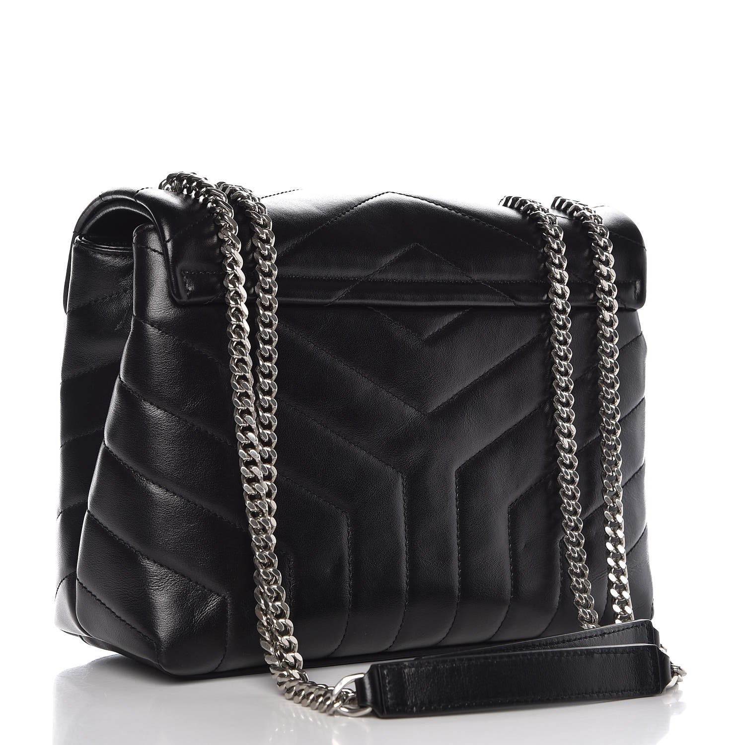Saint Laurent Calfskin Y Quilted Monogram Small Loulou Chain Satchel Black 4 of 9