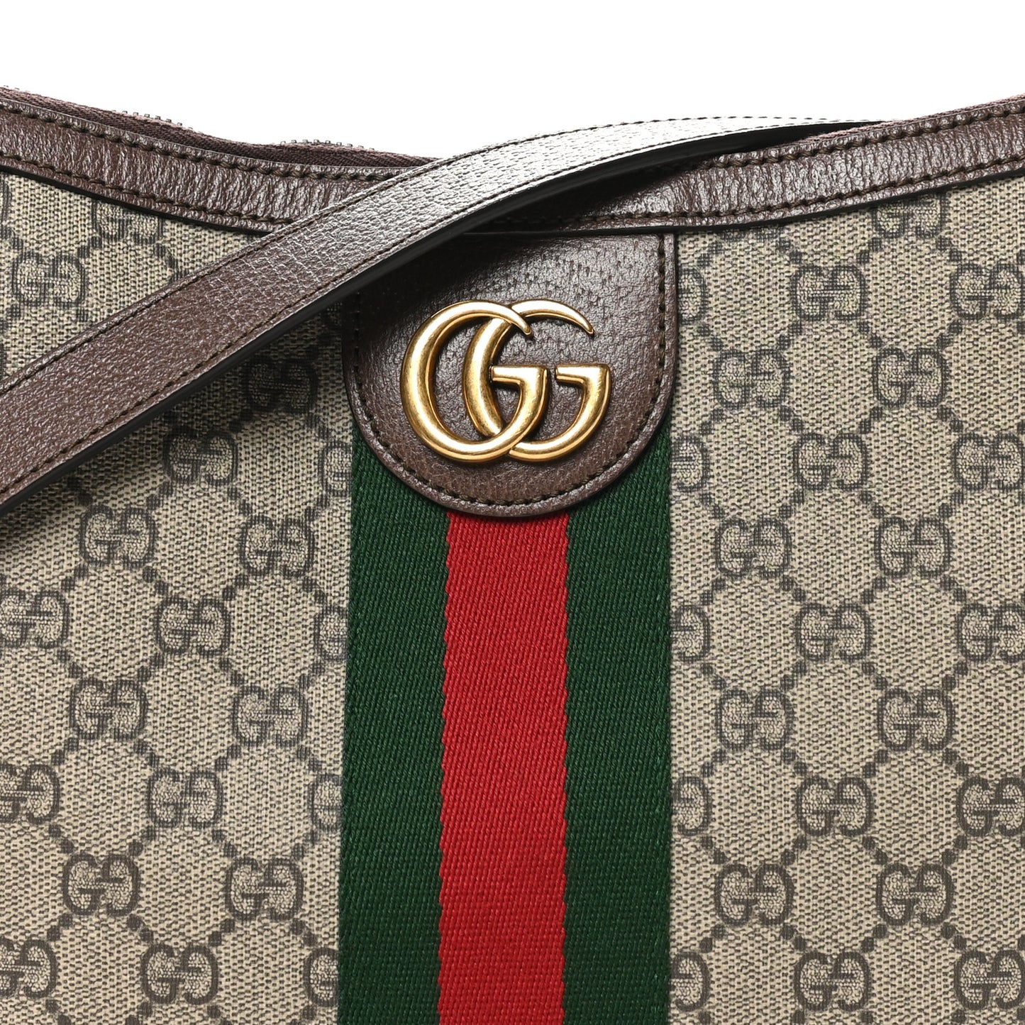 GG Supreme Monogram Web Small Ophidia Half Moon Hobo Brown