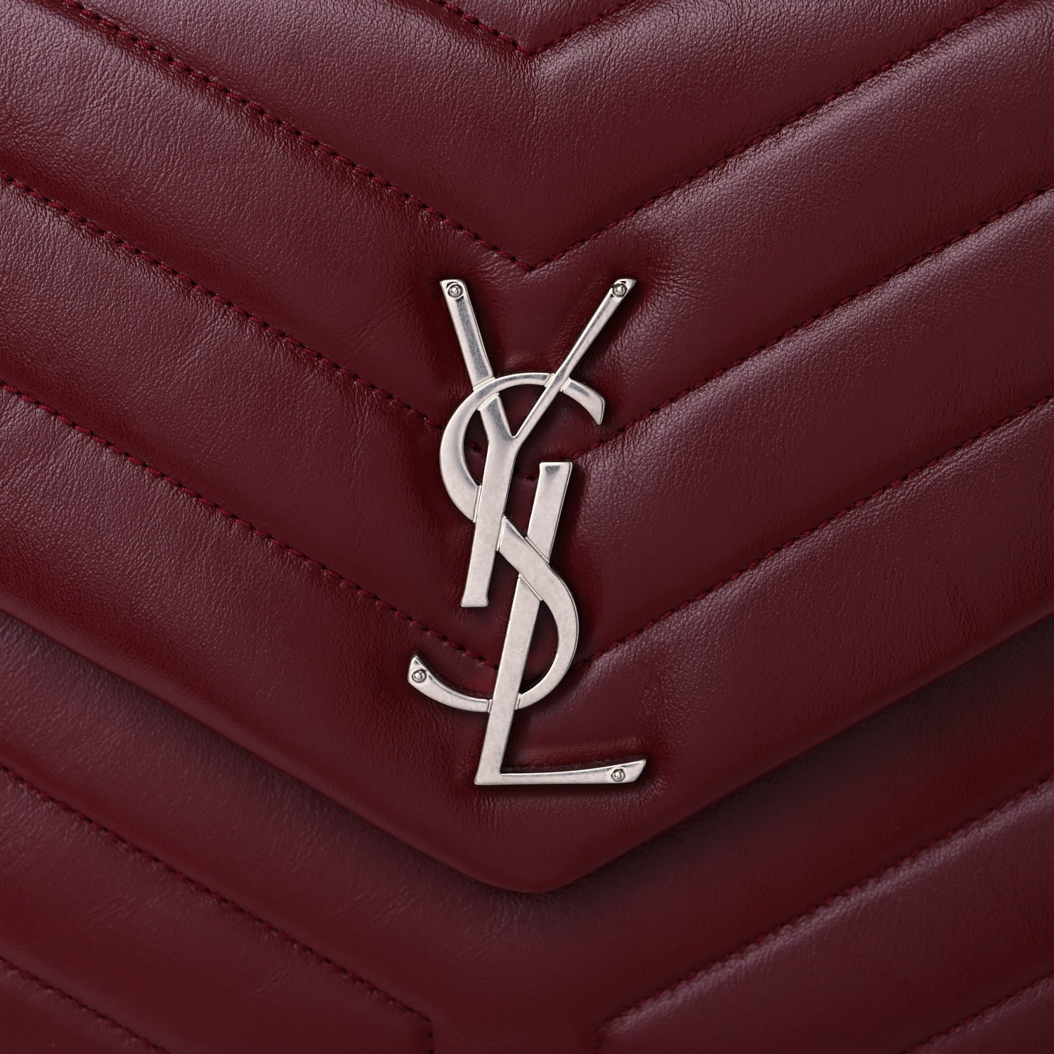 Saint Laurent Calfskin Y Quilted Monogram Medium Loulou Chain Satchel Rouge Legion 16 of 16