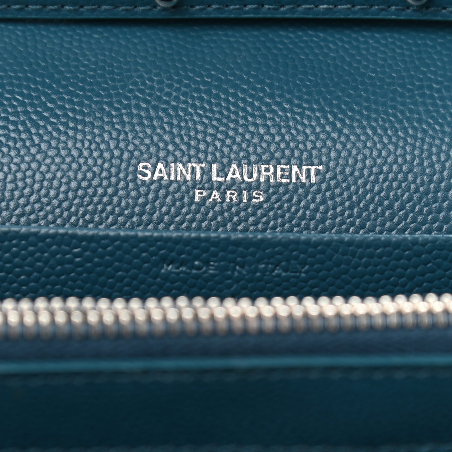 Grain De Poudre Matelasse Chevron Medium Monogram Chain Wallet Peacock Green