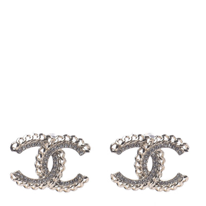Chanel Crystal Chain CC Earrings Gold 1 of 5