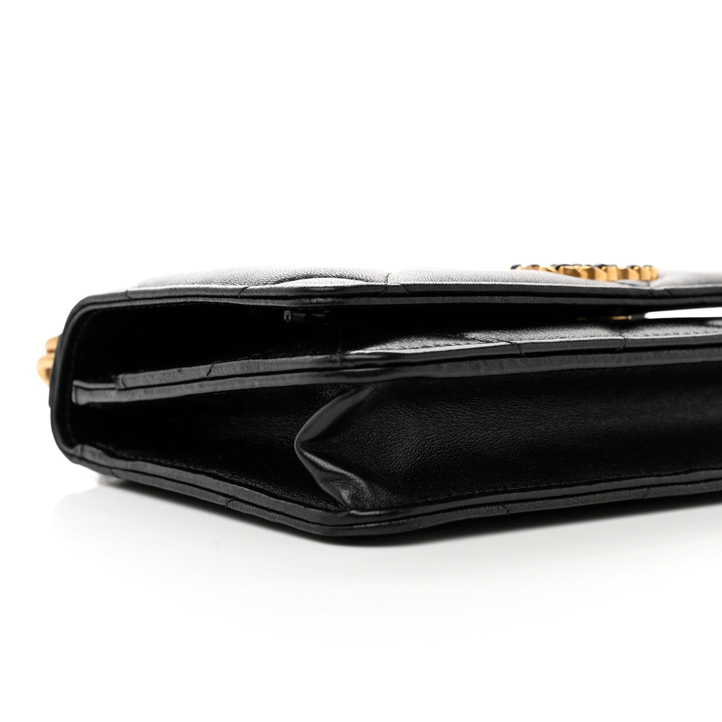 Lambskin Quilted Chanel 19 Wallet On Chain WOC Black