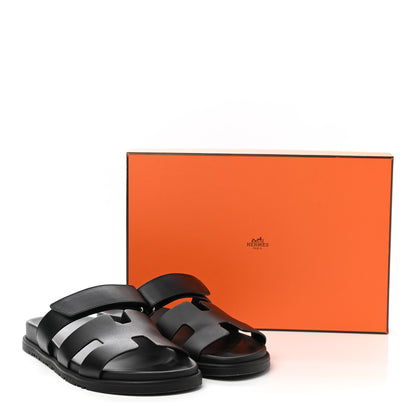 Hermes Calfskin Womens Chypre Sandals 38.5 Black 12 of 12