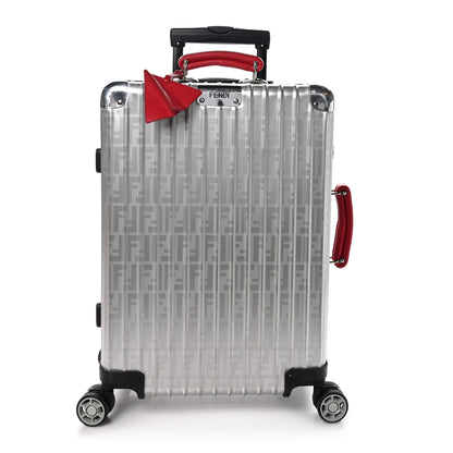 Fendi X RIMOWA Aluminum FF Print Roll Away Carry On Luggage Silver Red 1 of 11