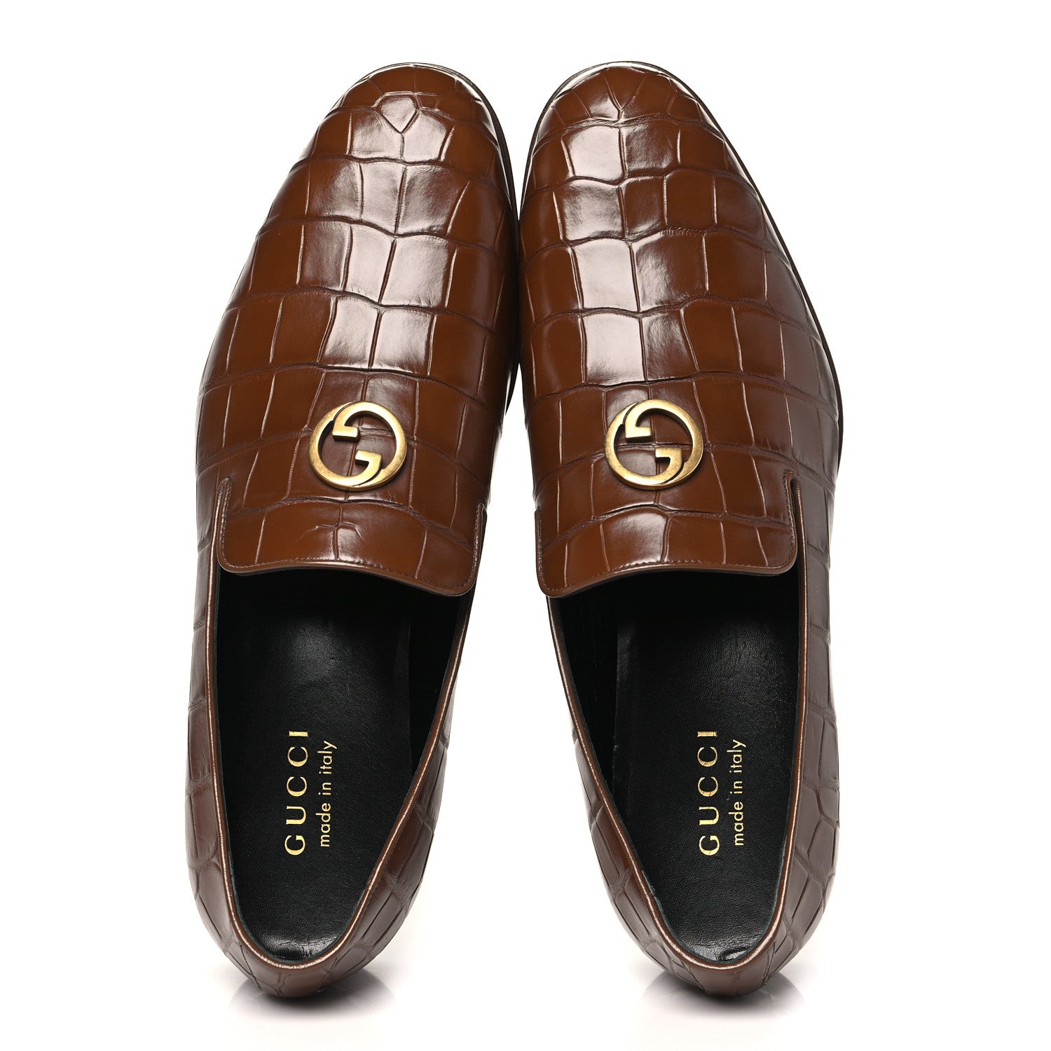 Gucci Alligator Mens Loafers 10 Brown 2 of 10