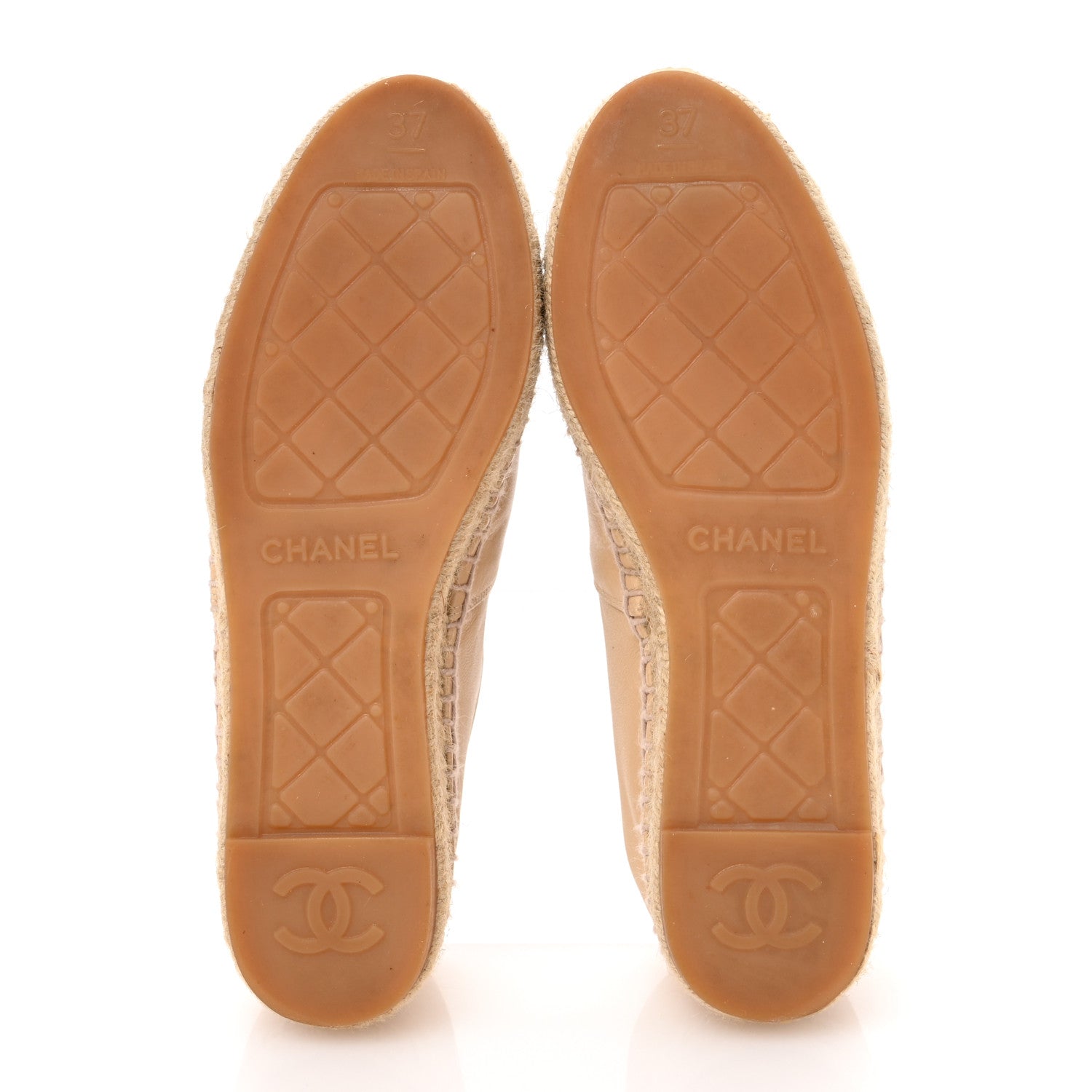 Chanel Lambskin CC Espadrilles 37 Beige Black 6 of 11