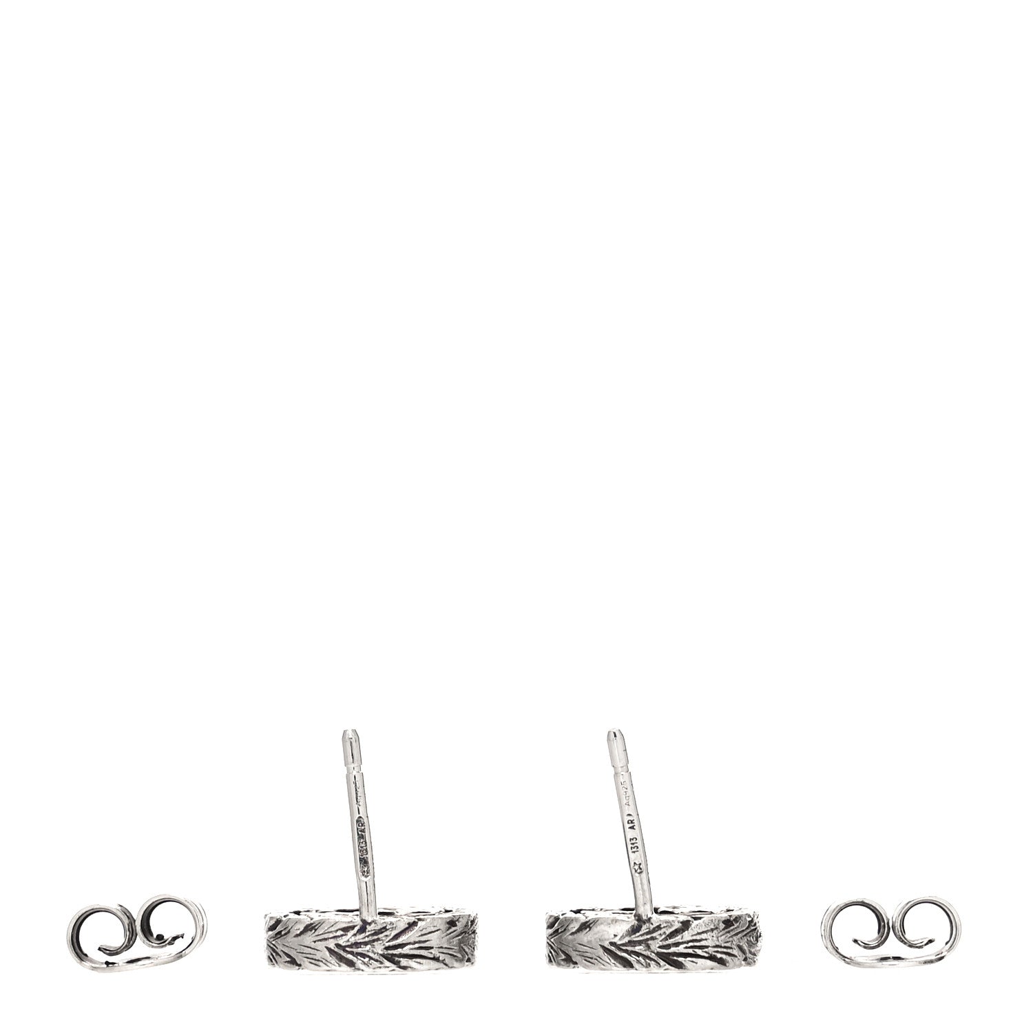Gucci Sterling Silver Textured Interlocking G Stud Earrings 3 of 7