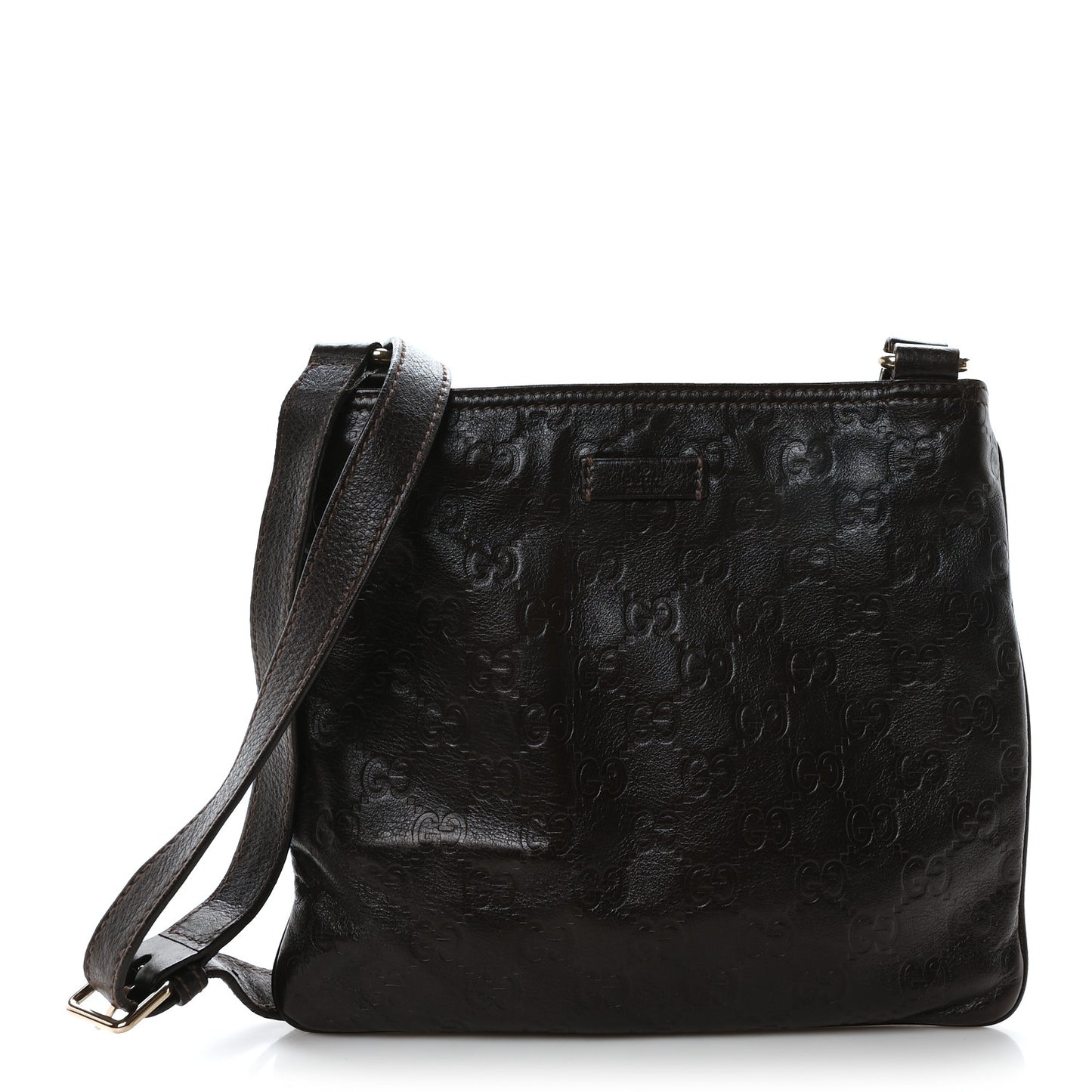 Guccissima Small Flat Messenger Bag Dark Brown