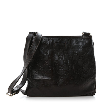 Gucci Guccissima Small Flat Messenger Bag Dark Brown 1 of 10
