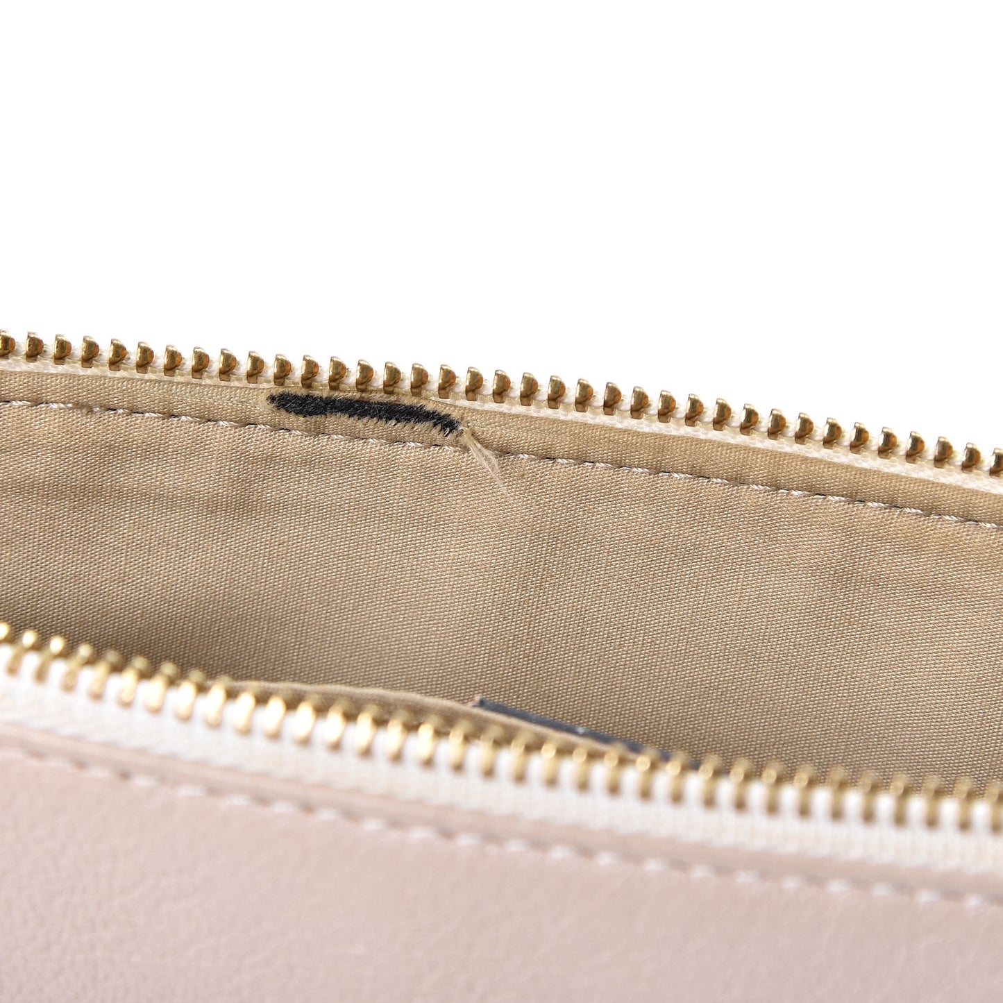 Metallic Calfskin Patchwork Chain Wallet White Pink