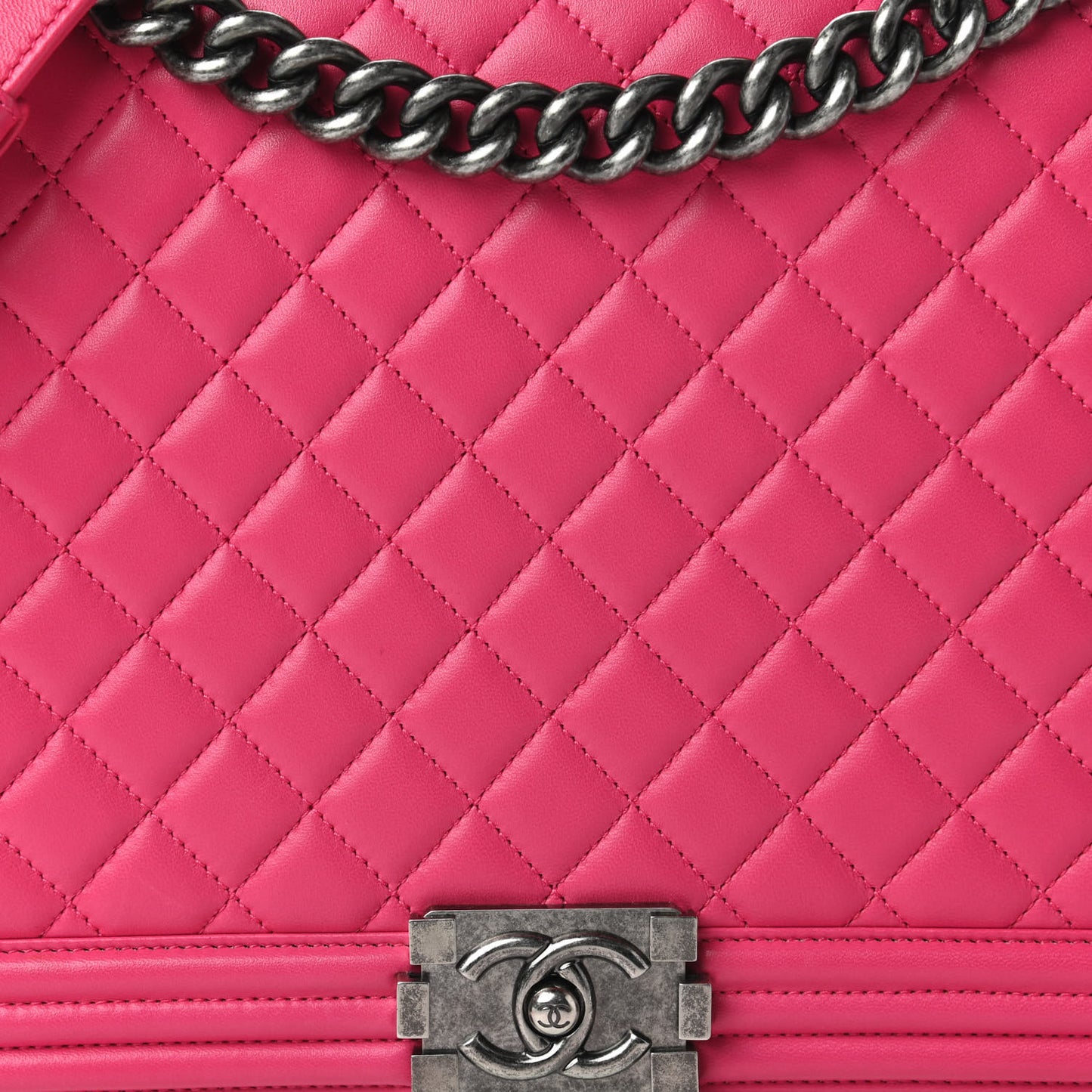 Lambskin Quilted Large Boy Flap Pink