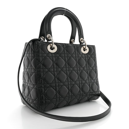 Christian Dior Lambskin Cannage Medium Lady Dior Black 3 of 10