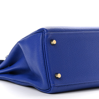 Hermes Taurillon Clemence Kelly Retourne 28 Bleu Electrique 9 of 11