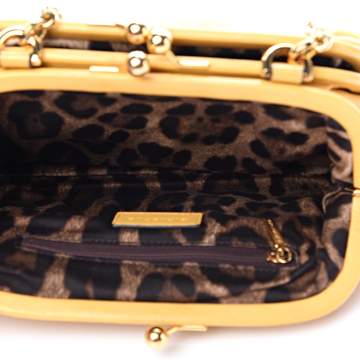 Dolce & Gabbana Calfskin Kiss Lock Frame Chain Bag Yellow 5 of 16