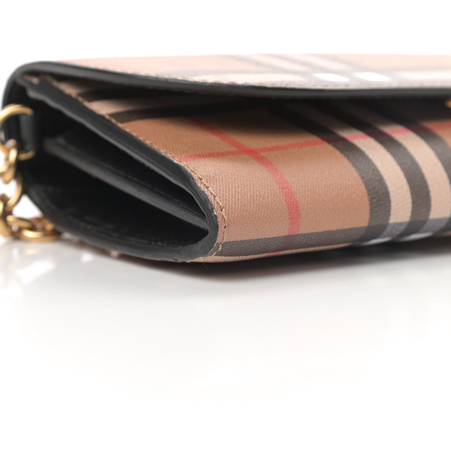 Burberry Vintage Check Henley Wallet On Chain Black 9 of 11