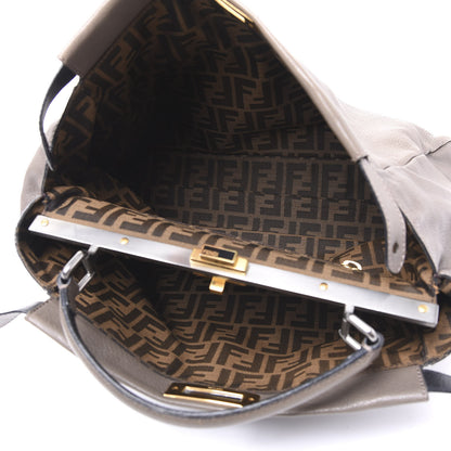 Fendi Goatskin Zucca Large Peekaboo Iconic Satchel Taupe Tobacco Moro 4 of 8