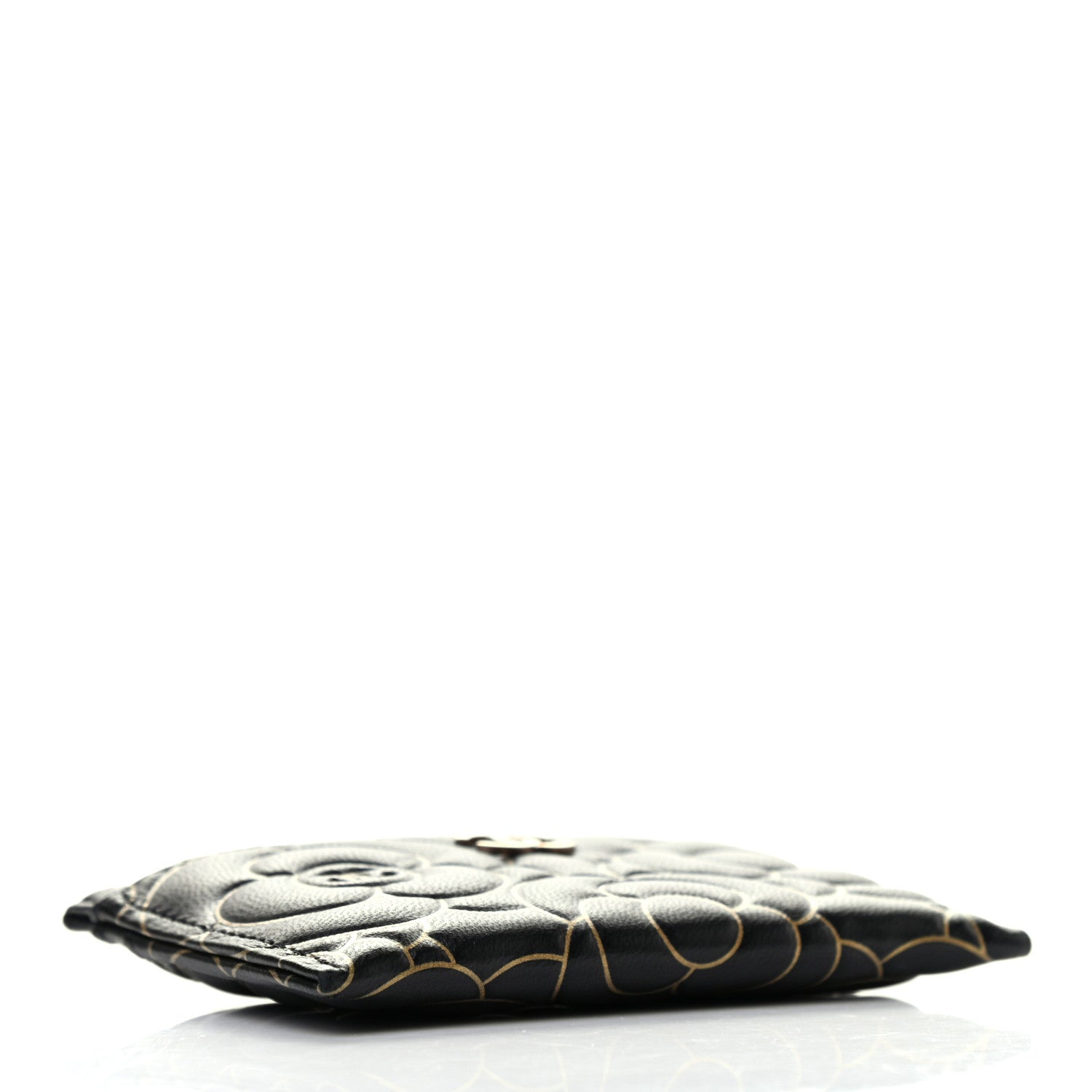 Chanel Lambskin Camellia Embossed Card Holder Black Gold 4 of 7
