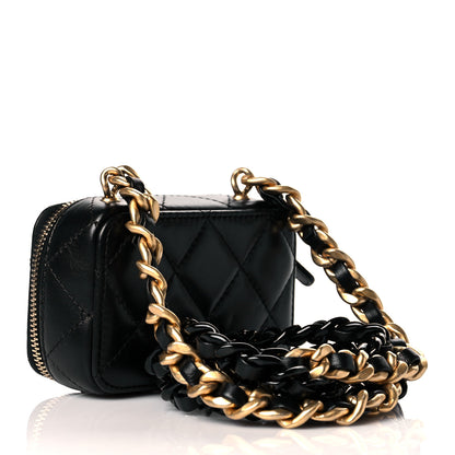 Chanel Lambskin Quilted Mini Lacquered Chain Clutch Black 3 of 10