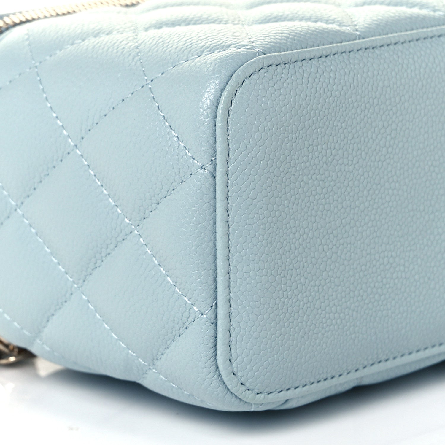 Chanel Caviar Quilted Small Tiny CC Vanity Case With Chain Light Blue 9 of 13
