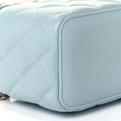 Chanel Caviar Quilted Small Tiny CC Vanity Case With Chain Light Blue 9 of 13