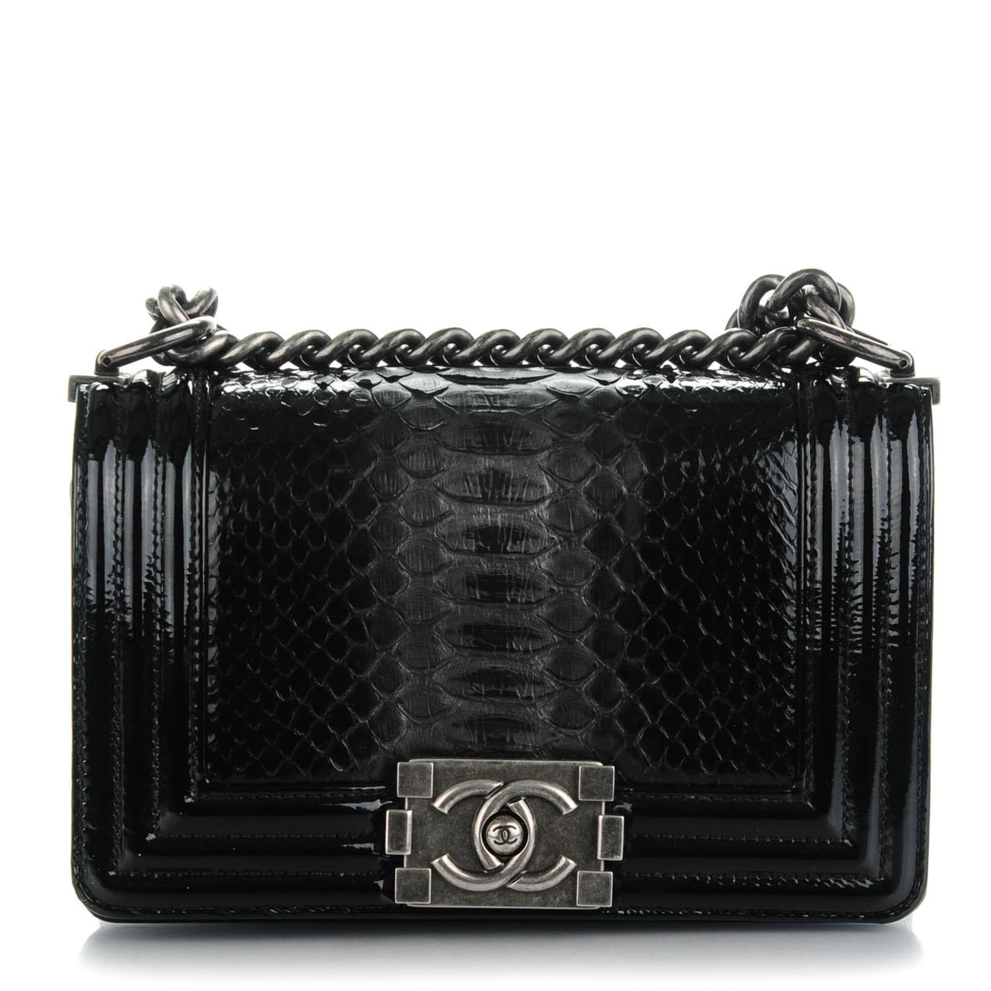 Python Patent Small Boy Flap Black