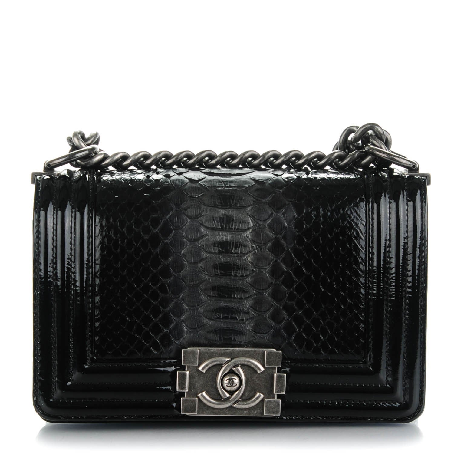 Chanel Python Patent Small Boy Flap Black 1 of 7