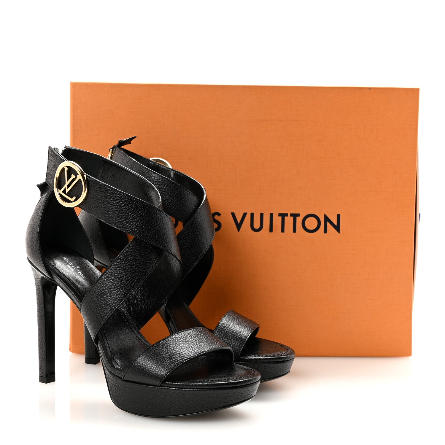 Louis Vuitton Grained Calfskin Horizon Platform Sandals 39.5 Black 10 of 10
