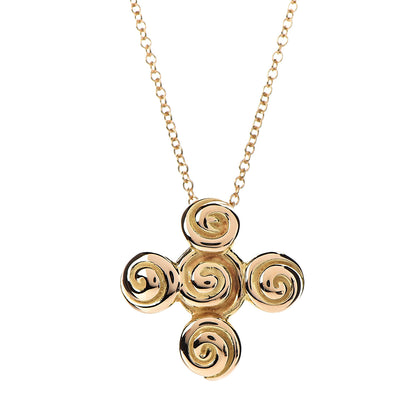 Tiffany 18K Yellow Gold Spiro Swirl Cross Pendant Necklace 4 of 7