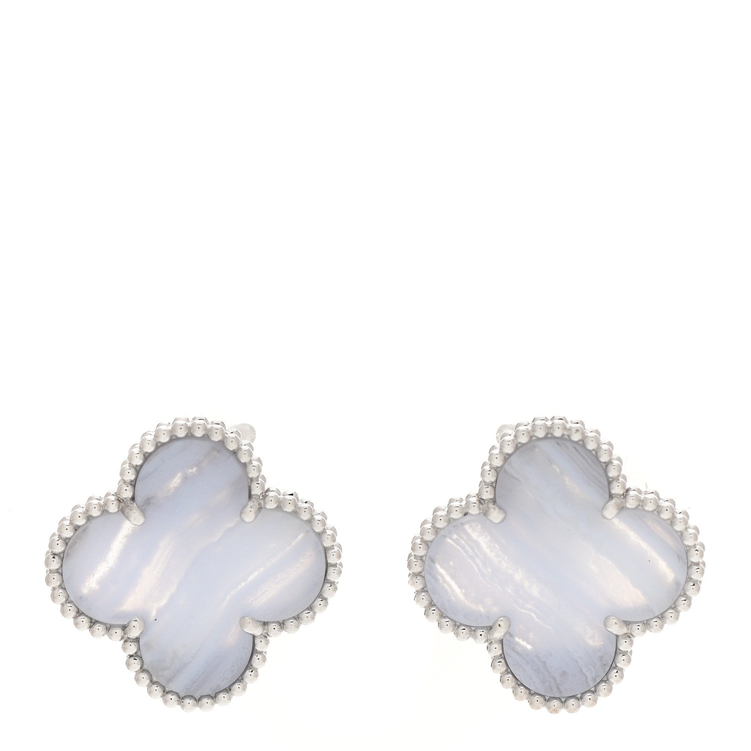 Van Cleef & Arpels 18K White Gold Chalcedony Magic Alhambra Earrings 1 of 6