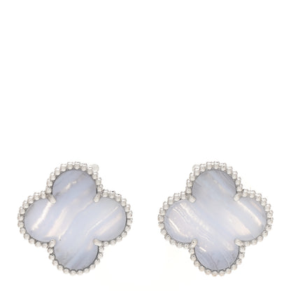 Van Cleef & Arpels 18K White Gold Chalcedony Magic Alhambra Earrings 1 of 6