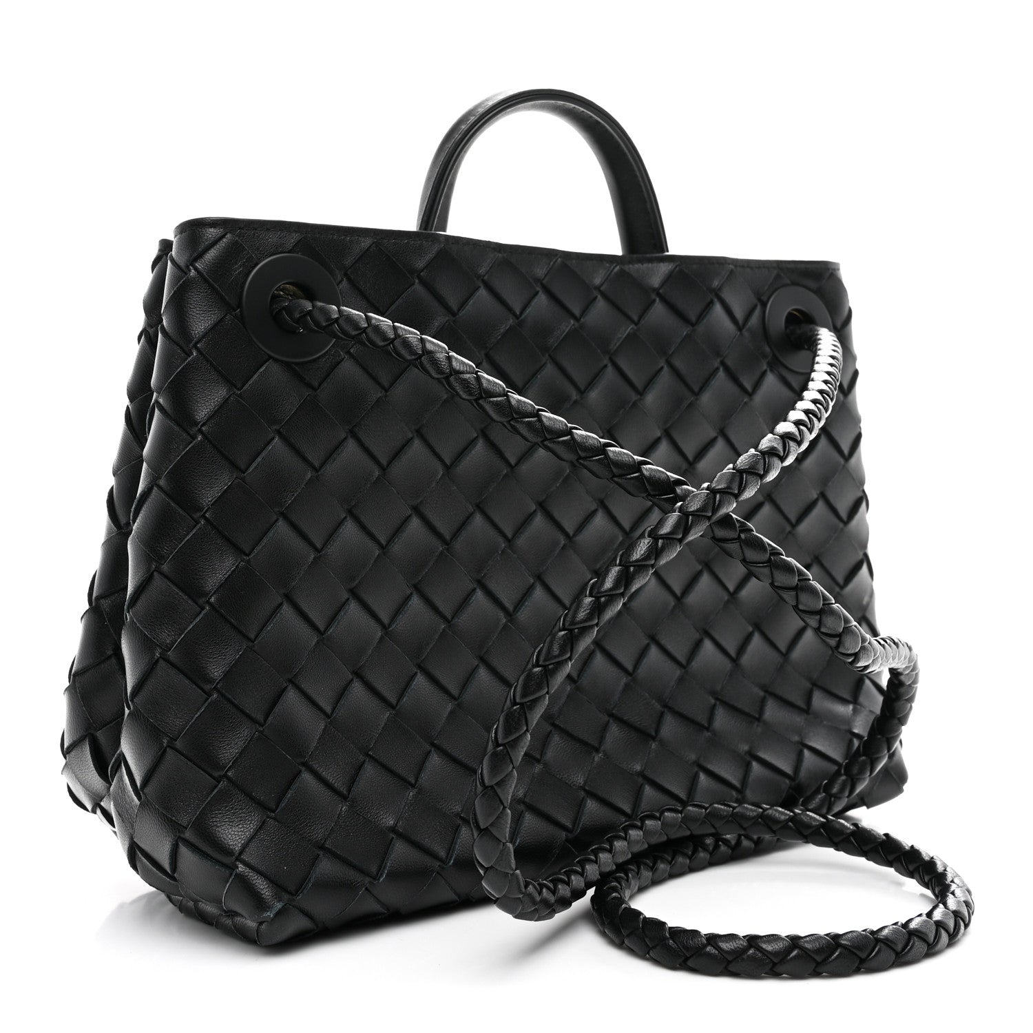 Bottega Veneta Nappa Intrecciato Small Andiamo Shoulder Bag Black