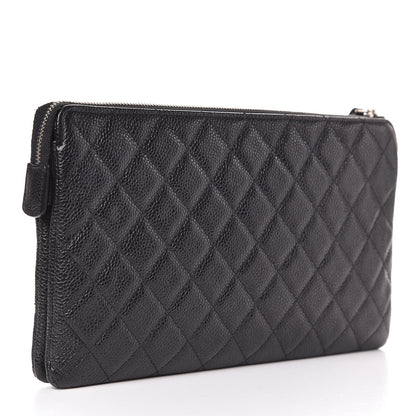 Chanel Caviar Quilted Large Zipped Clutch Black 3 of 9