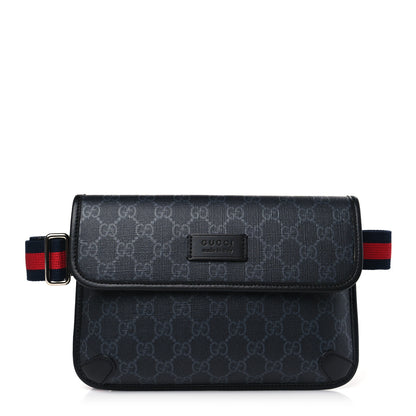 Gucci GG Supreme Monogram Web Slim Belt Bag Black Grey 1 of 9