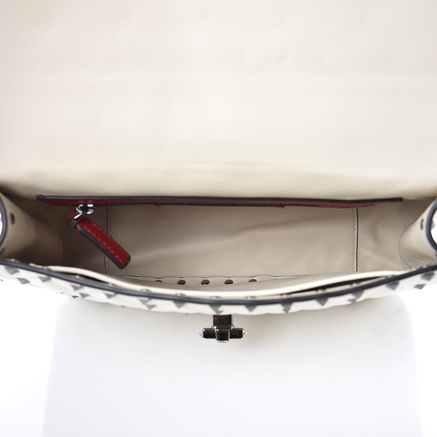 Valentino Garavani Lambskin Medium Rockstud Spike Shoulder Bag White 5 of 9