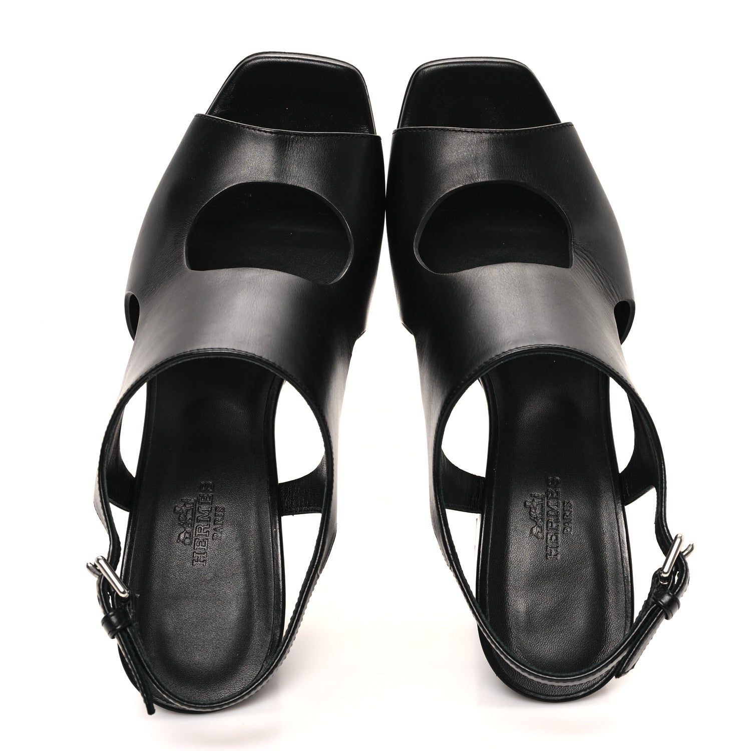 Hermes Calfskin Electra 90 Sandals 38 Black 2 of 11