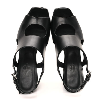 Hermes Calfskin Electra 90 Sandals 38 Black 2 of 11