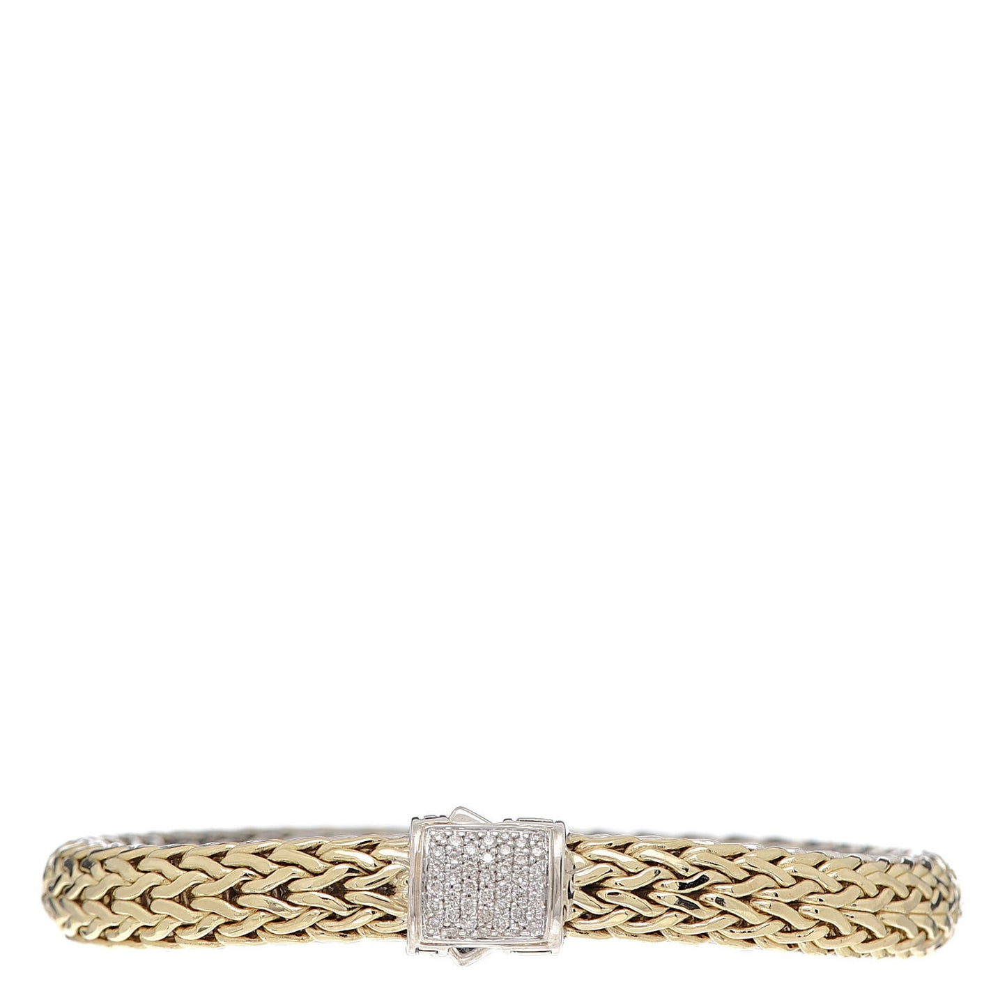 Sterling Silver 18K Yellow Gold Diamond 7.5mm Classic Chain Reversible Bracelet