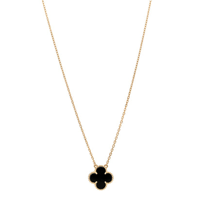 Van Cleef & Arpels 18K Yellow Gold Black Onyx Vintage Alhambra Pendant Necklace 1 of 5