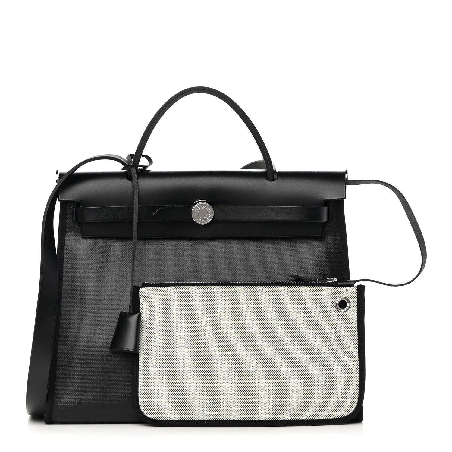 Hermes Toile H Berline Vache Hunter Herbag Zip PM 31 Black Ecru 1 of 15