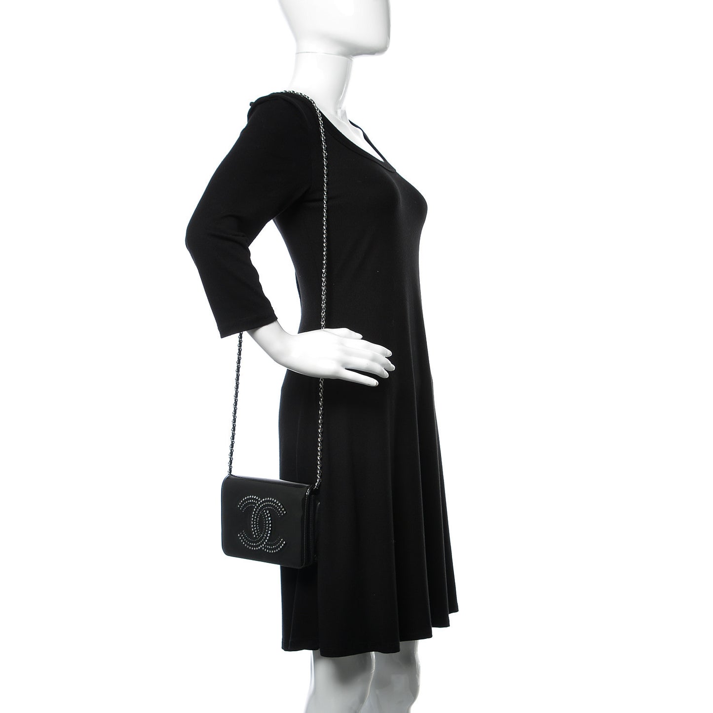 Patent Strass Wallet On Chain WOC Black