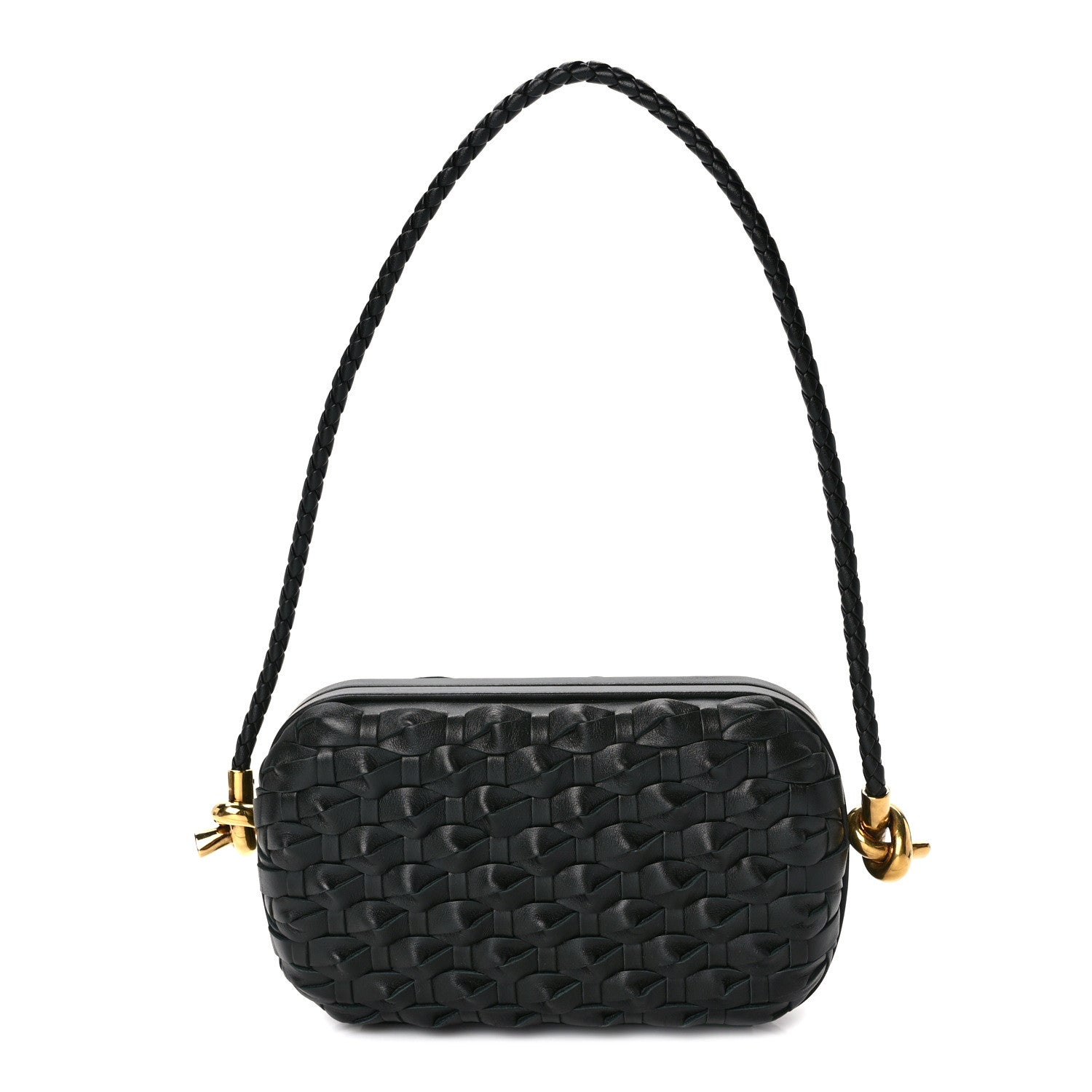 Bottega Veneta Grained Lambskin Intreccio Knot On Strap Dark Green 1 of 9