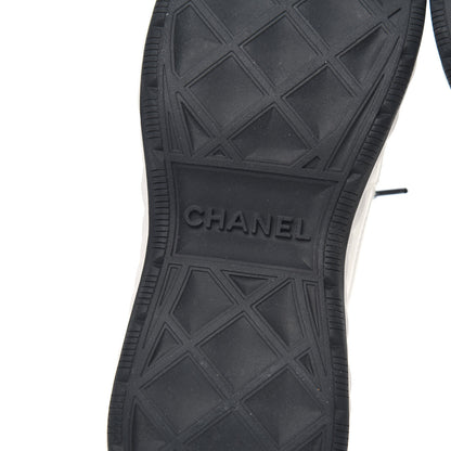 Chanel Velvet Calfskin Mixed Fibers CC Sneakers 36 Ivory Black 6 of 9