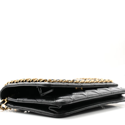 Chanel Lambskin Quilted Chain Around Wallet On Chain WOC Black 9 of 13