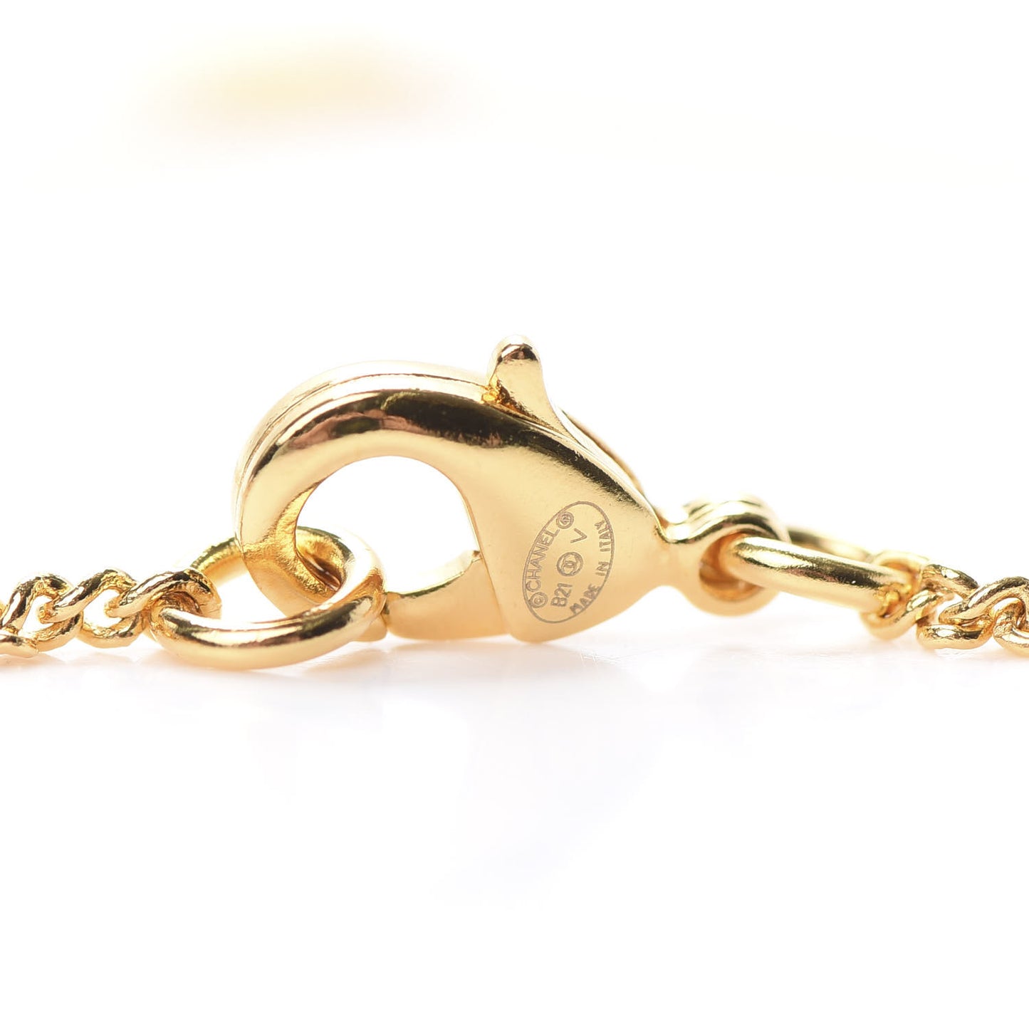 Metal CC Paris Button Necklace Gold