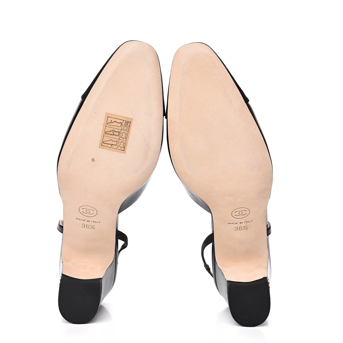 Goatskin Grosgrain Cap Toe CC Slingback Sandals 36.5 Black