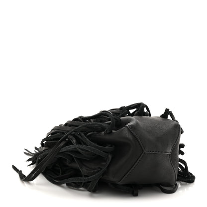 Saint Laurent Calfskin Fringe Monogram Mini Bourse Bucket Bag Black 4 of 11