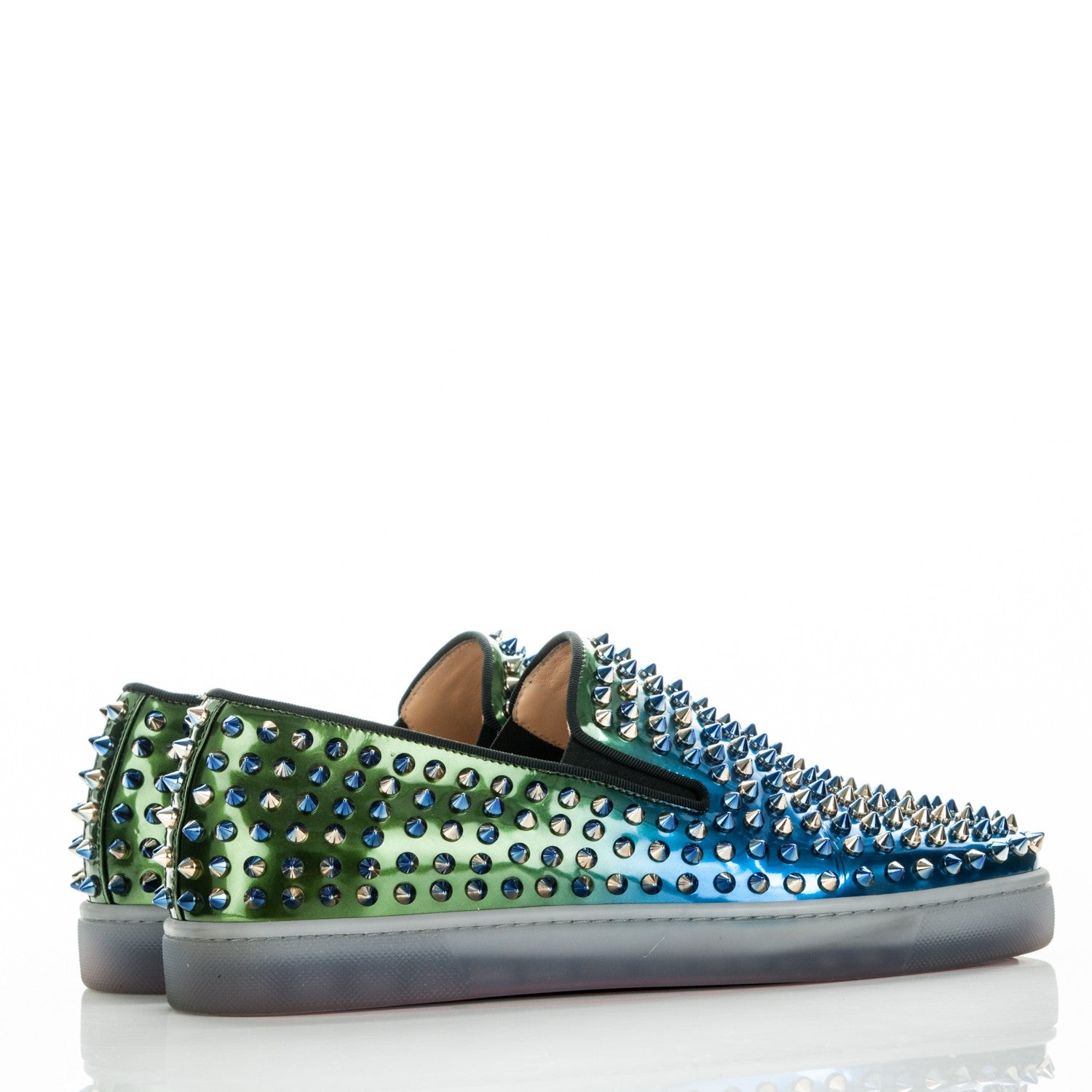 Christian Louboutin Patent Scarabe Spikes Mens Roller Boat Flats 41 Amazon Ocean 4 of 8